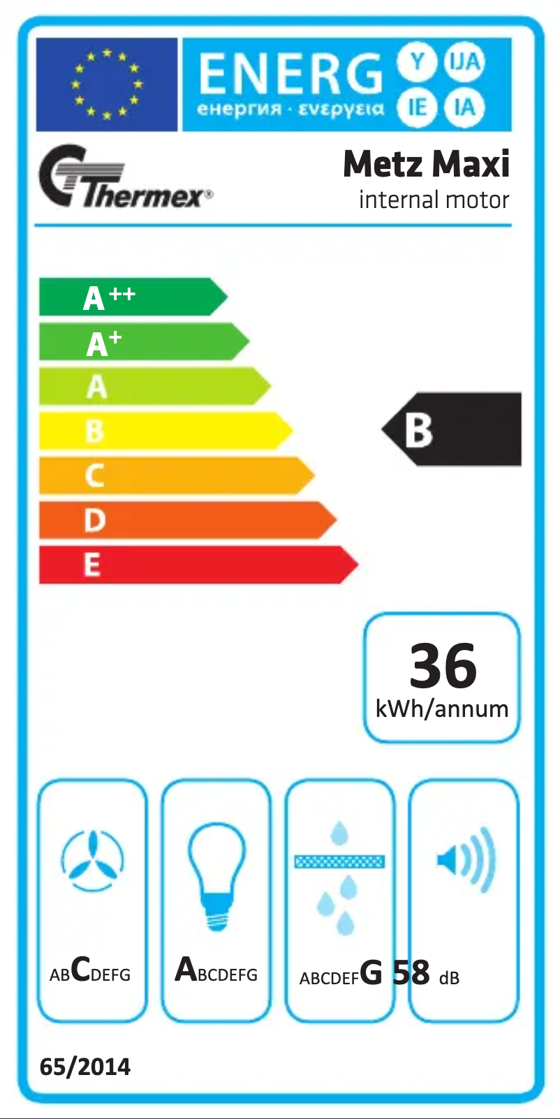 Page 1 de la notice Label énergétique Thermex Metz Maxi