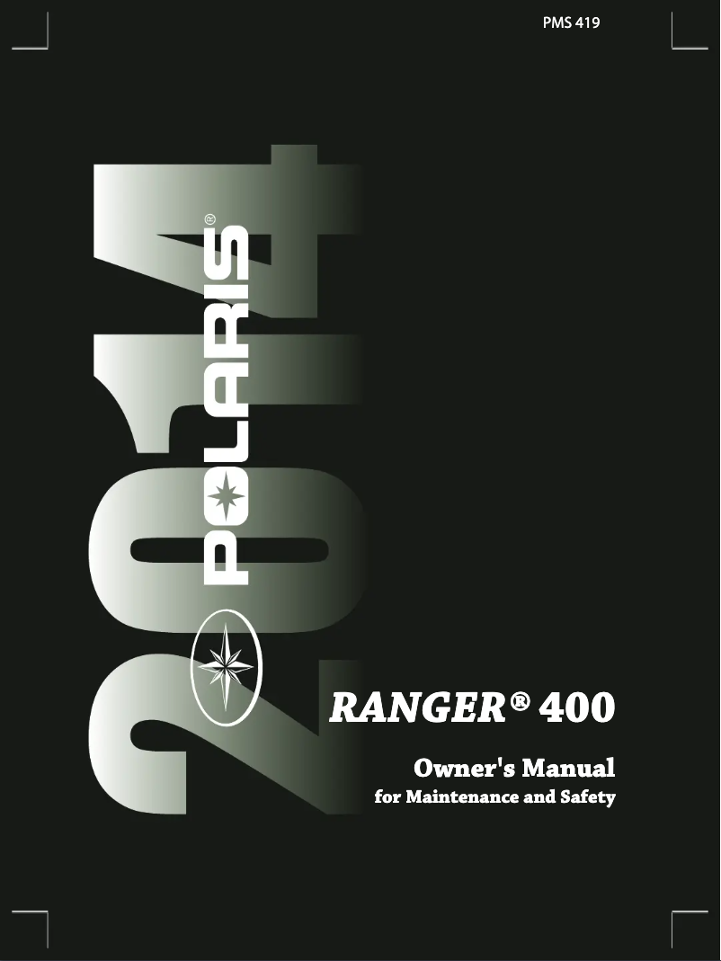Page n°1 - Manuel utilisateur Polaris Ranger 400 (2014)