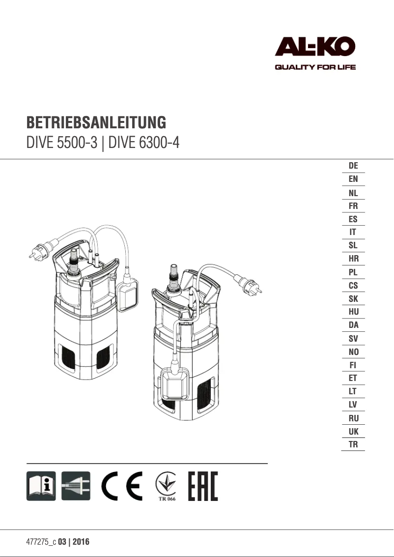 Image de la première page du manuel de l'appareil Dive 5500/3