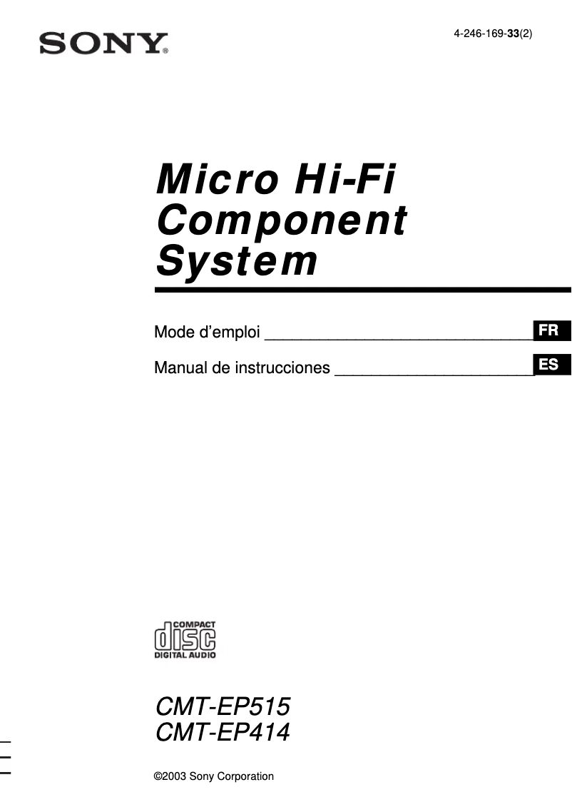Page n°1 - Manuel utilisateur Sony CMT-EP414
