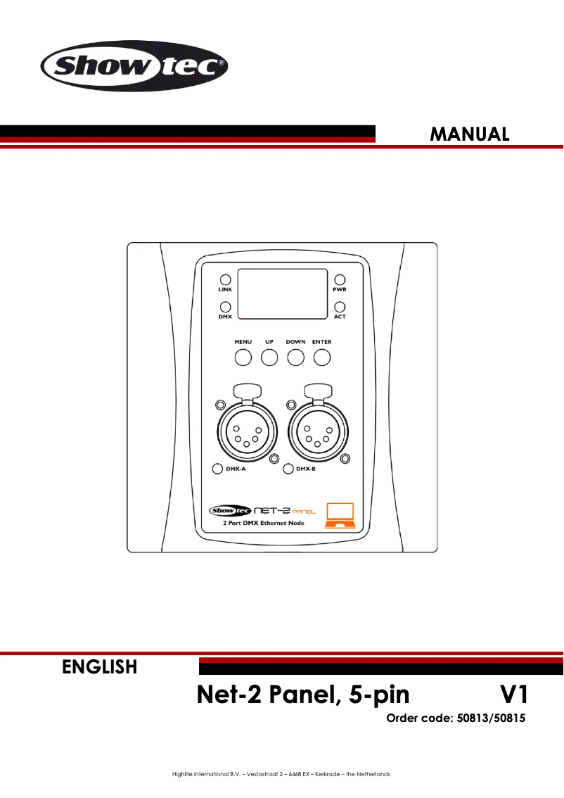 Page 1 de la notice Manuel utilisateur Showtec NET-2