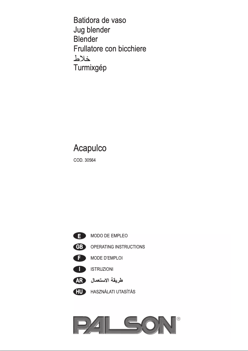 Page n°1 - Manuel utilisateur Palson Acapulco