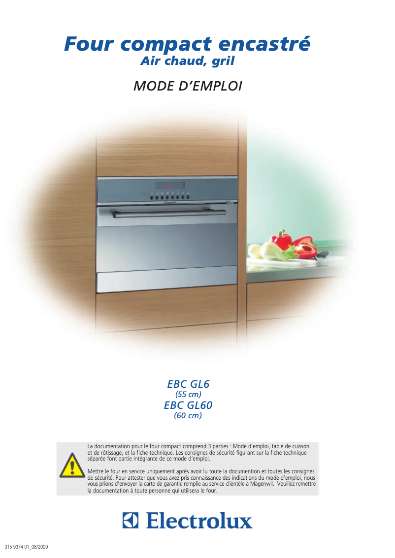 Page 1 de la notice Manuel utilisateur Electrolux EBCGL6SP