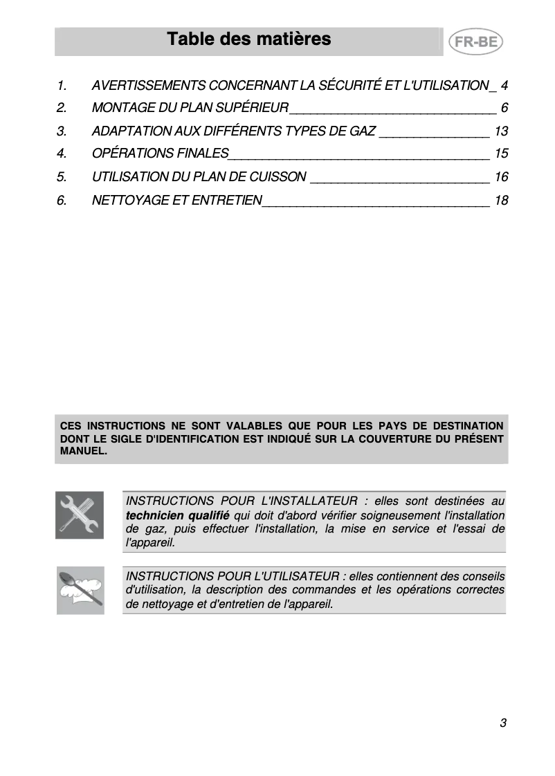 Page 1 de la notice Manuel utilisateur Smeg PGF75FSC