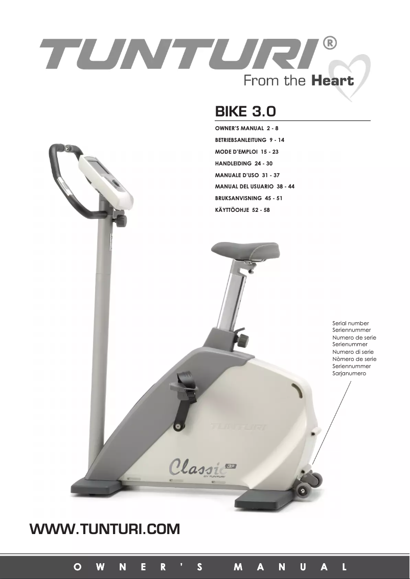 Page n°1 - Manuel utilisateur Tunturi Classic Bike 3.0