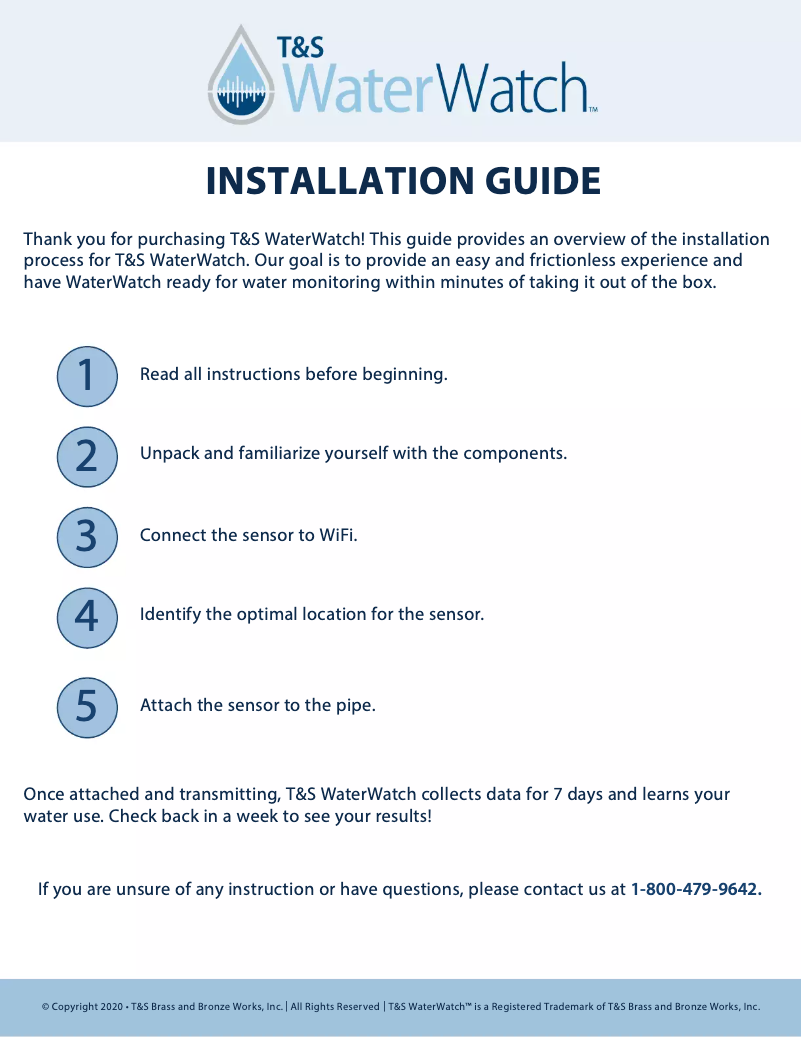 Page 1 de la notice Manuel utilisateur T&S WaterWatch