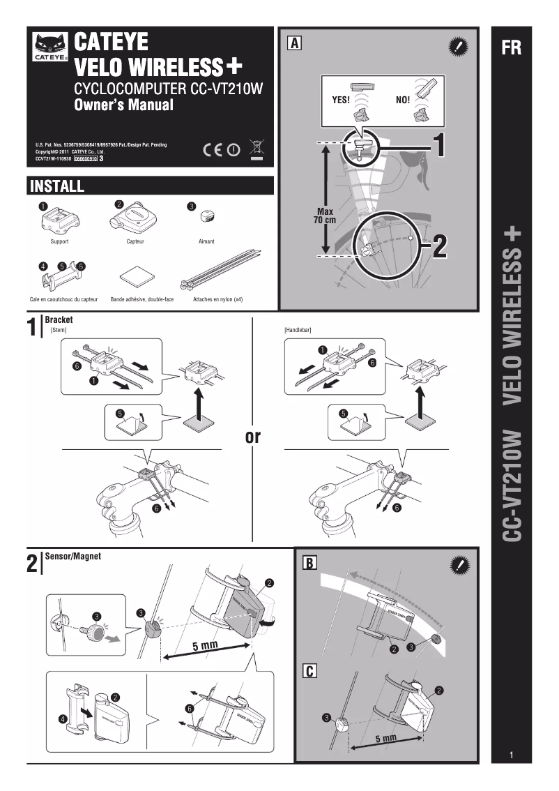 Image de la première page du manuel de l'appareil CC-VT210W Velo