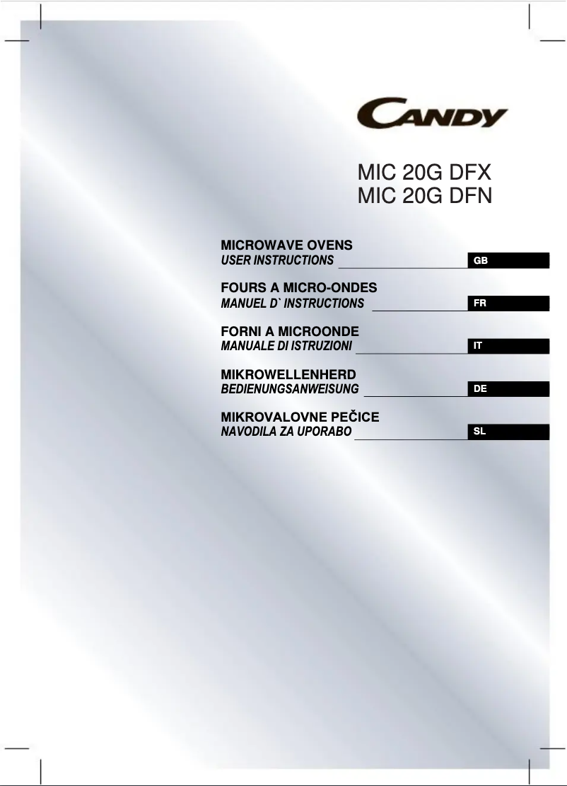 Page 1 de la notice Manuel utilisateur Candy MIC 20 GDFX