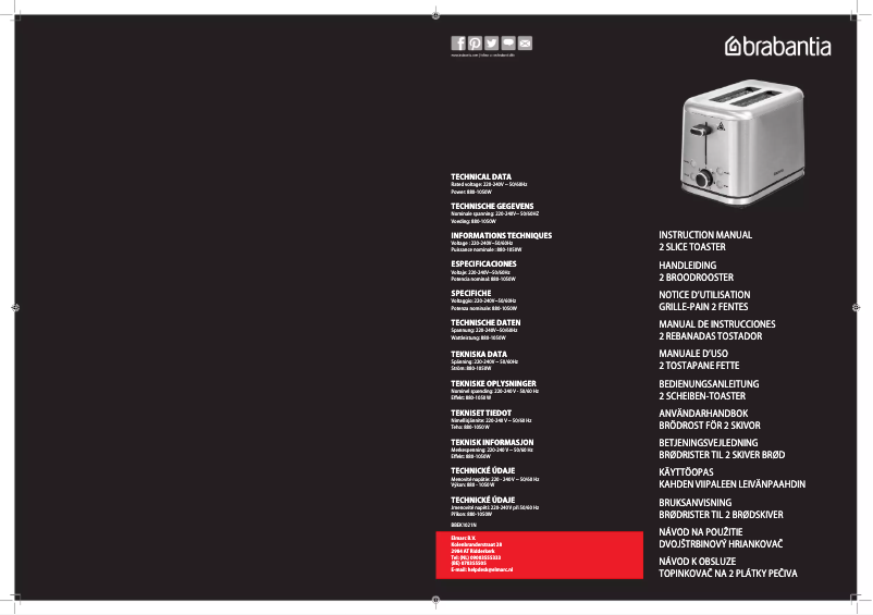 Page 1 de la notice Manuel utilisateur Brabantia BBEK1021N