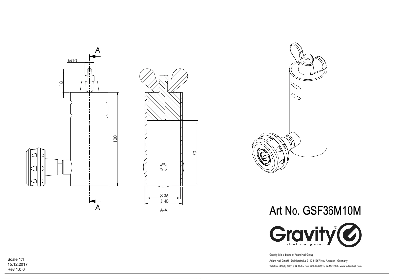 Page n°1 - Fiche technique Gravity SF 36 M 10 M