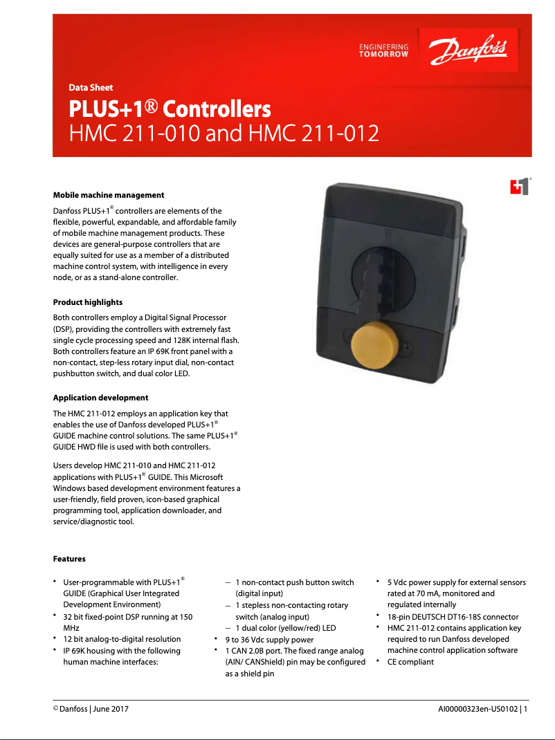 Page n°1 - Fiche technique Danfoss HMC-211