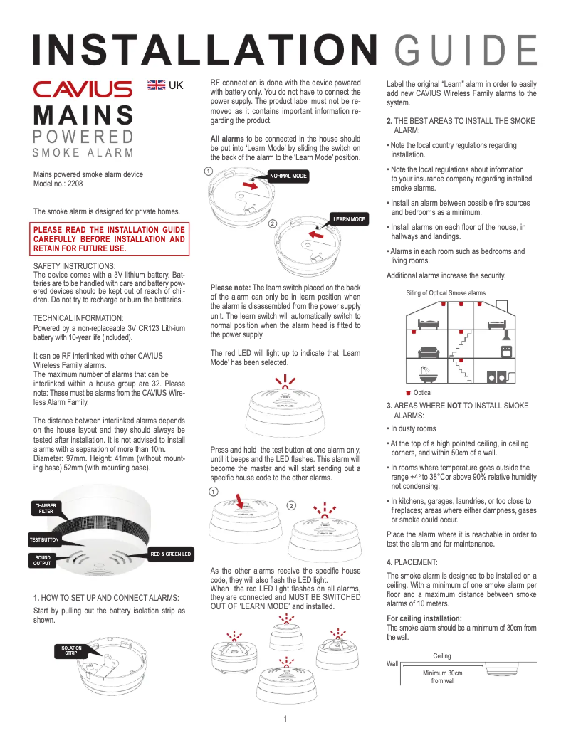 Page n°1 - Manuel utilisateur Kidde CV2208