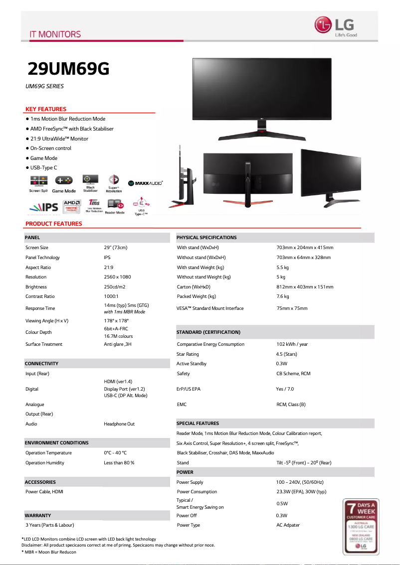 Image de la première page du manuel de l'appareil 29UM69G-B