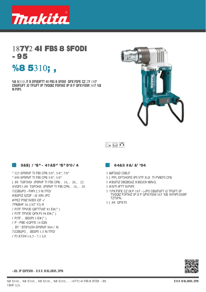 Page 1 de la notice Fiche technique Makita DWT310ZK