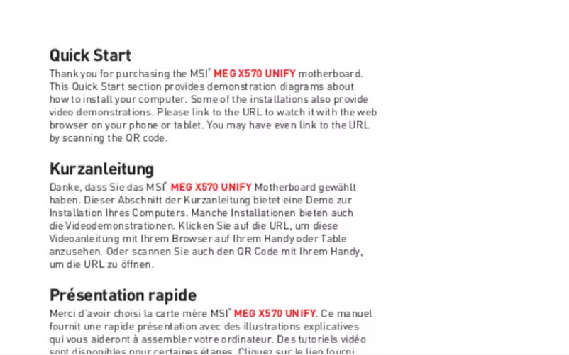 Page n°1 - Manuel utilisateur MSI MEG X570 Unify