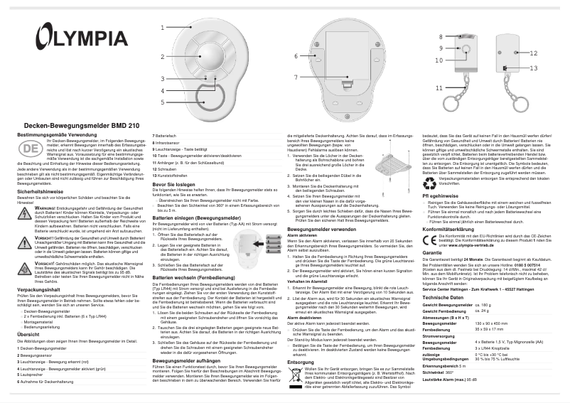 Page 1 de la notice Manuel utilisateur Olymp BMD 210