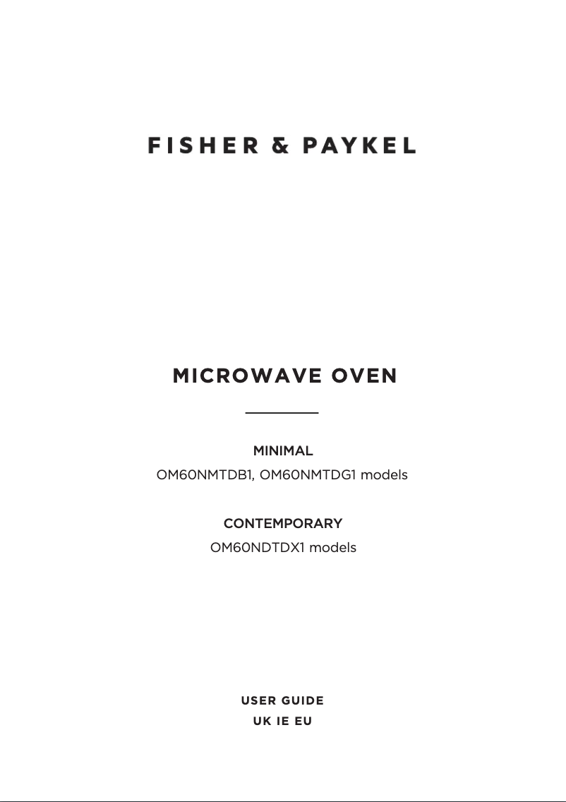 Page n°1 - Guide d'installation Fisher & Paykel OM60NMTDG1