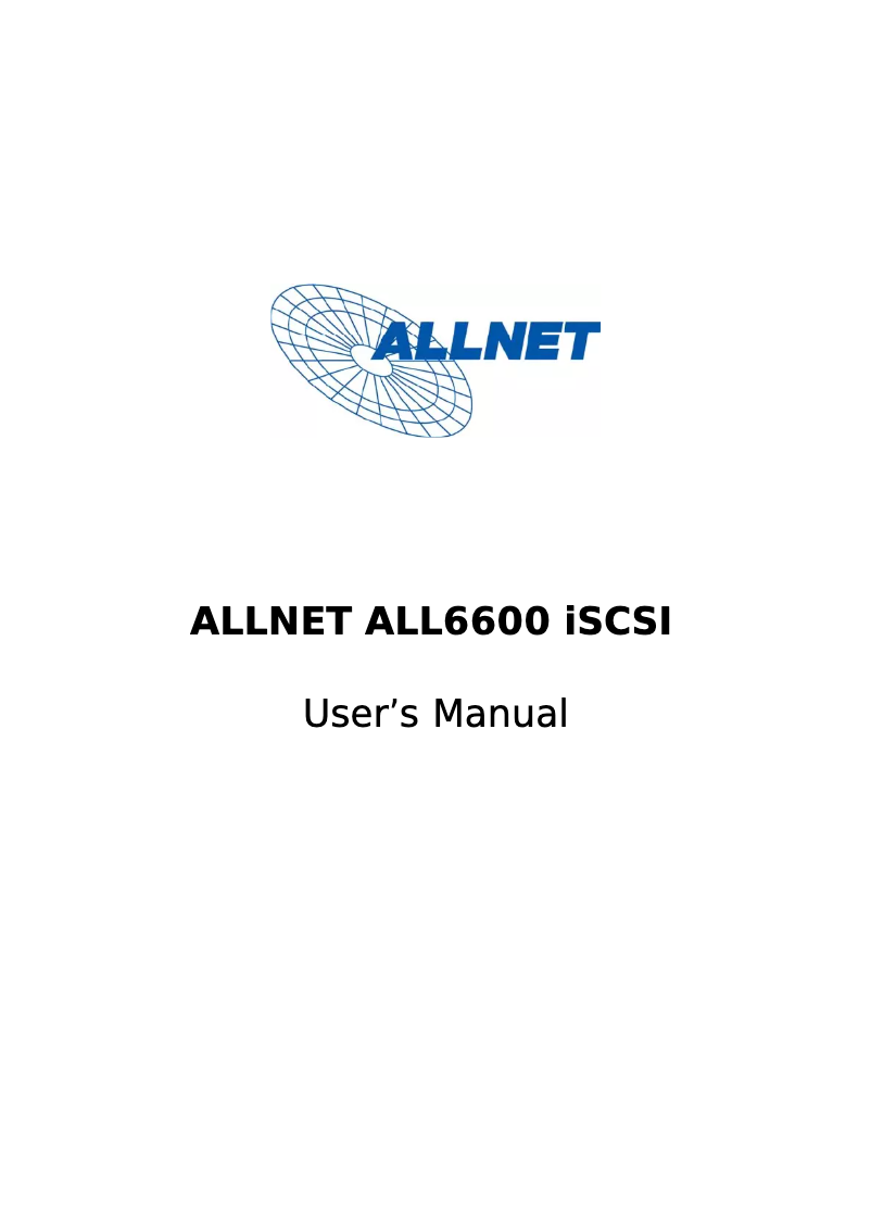 Page 1 de la notice Manuel utilisateur Allnet ALL6600 iSCSI