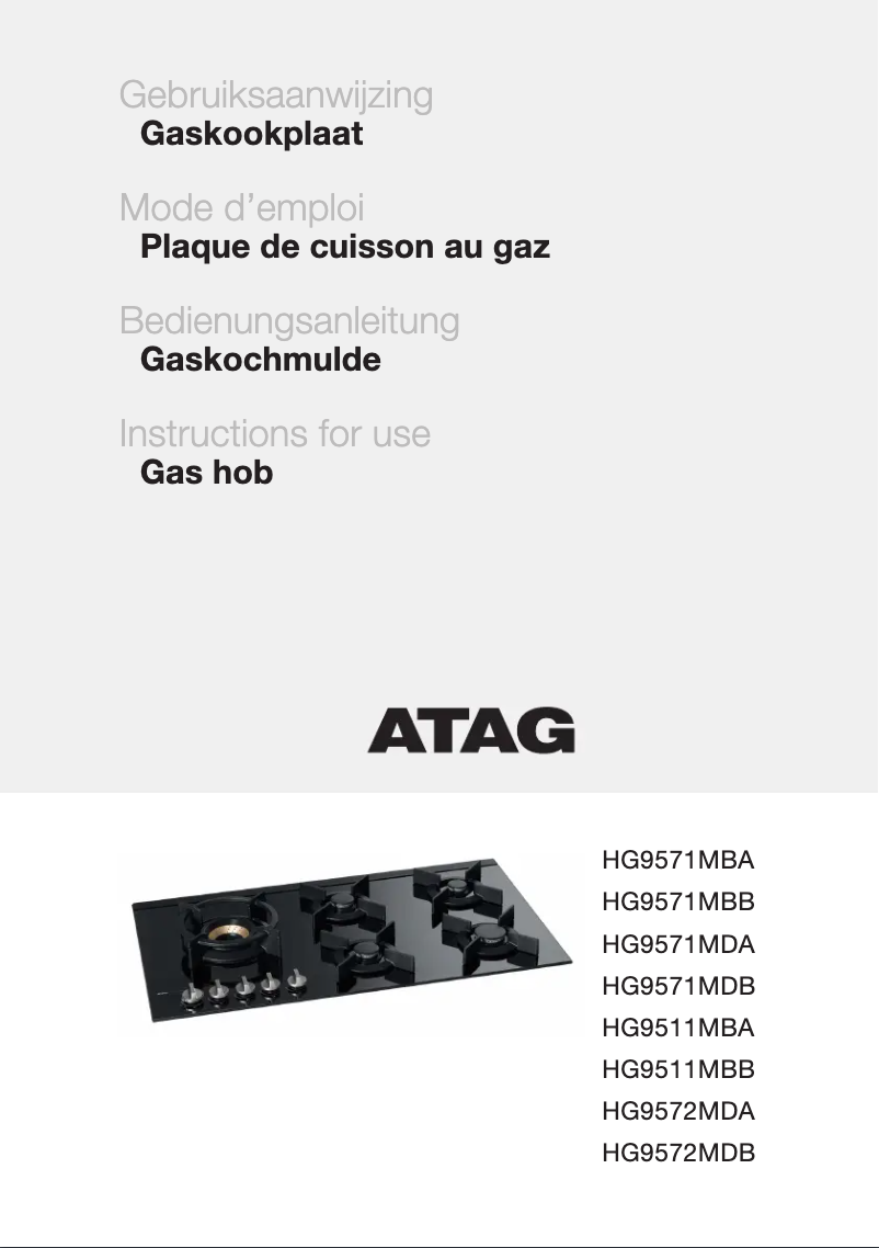 Page n°1 - Manuel utilisateur Atag HG9571MBA1E