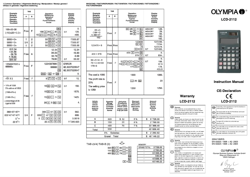 Image de la première page du manuel de l'appareil LCD 2112