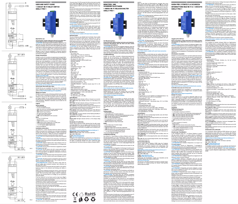 Page n°1 - Manuel utilisateur Shelly 1Pro