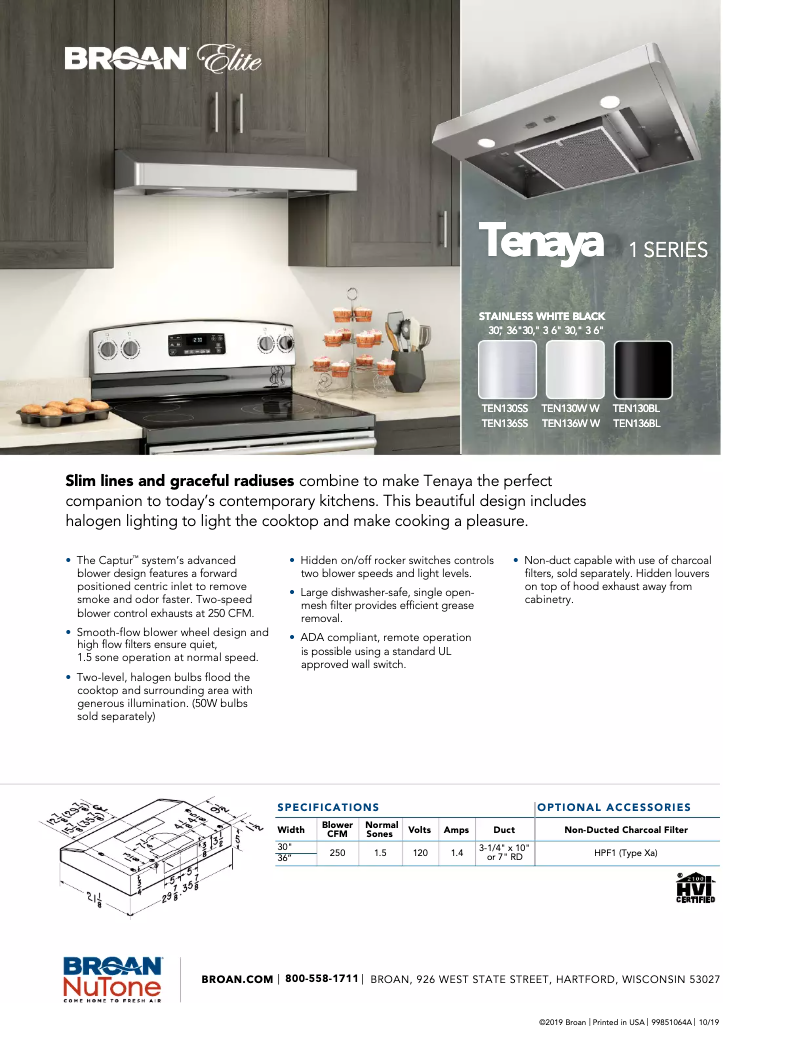 Page n°1 - Brochure Broan TEN130SS