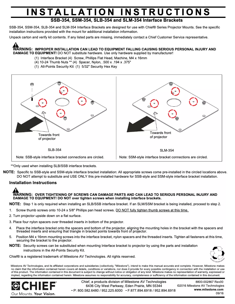 Page n°1 - Manuel utilisateur Chief SSM354