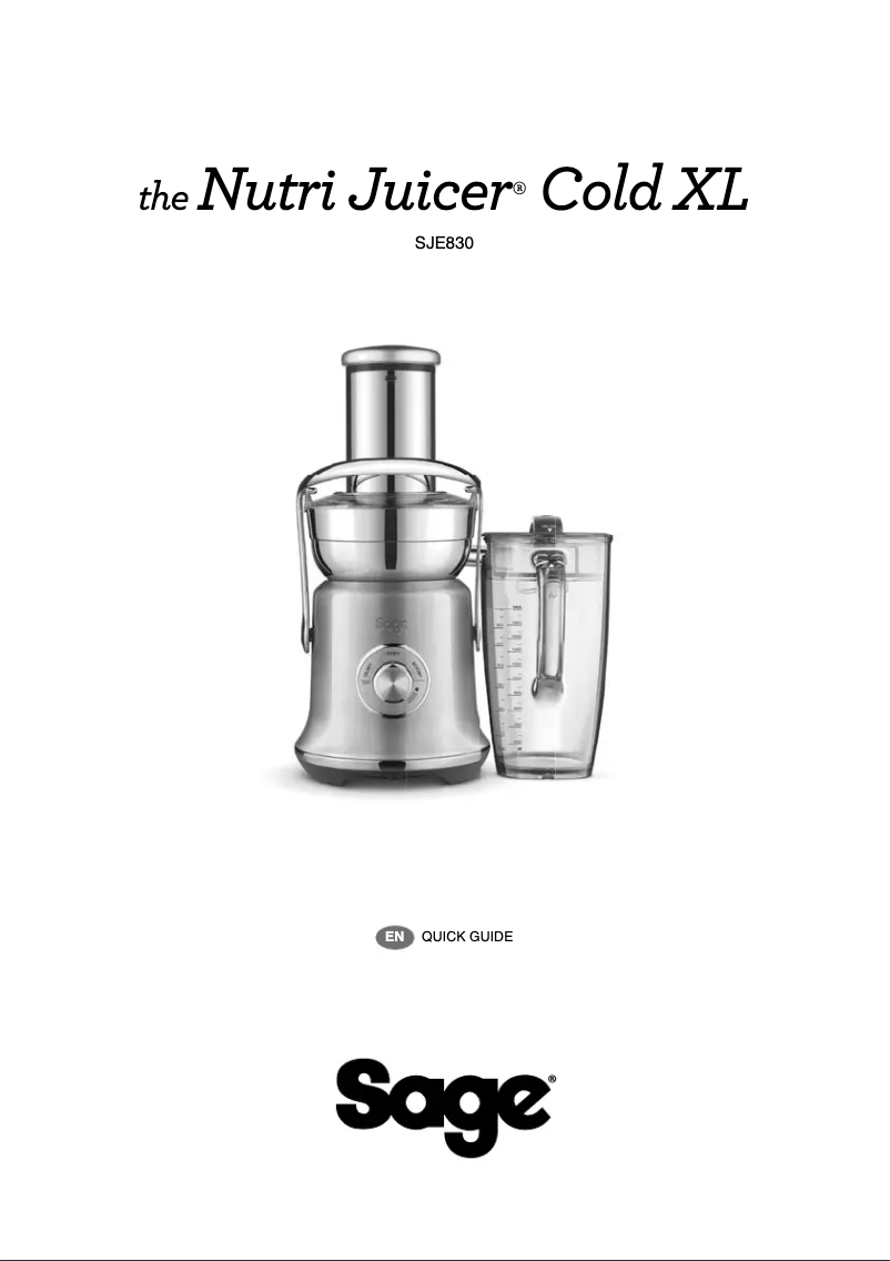 Page n°1 - Manuel utilisateur Sage the Nutri Juicer Cold XL BJE830