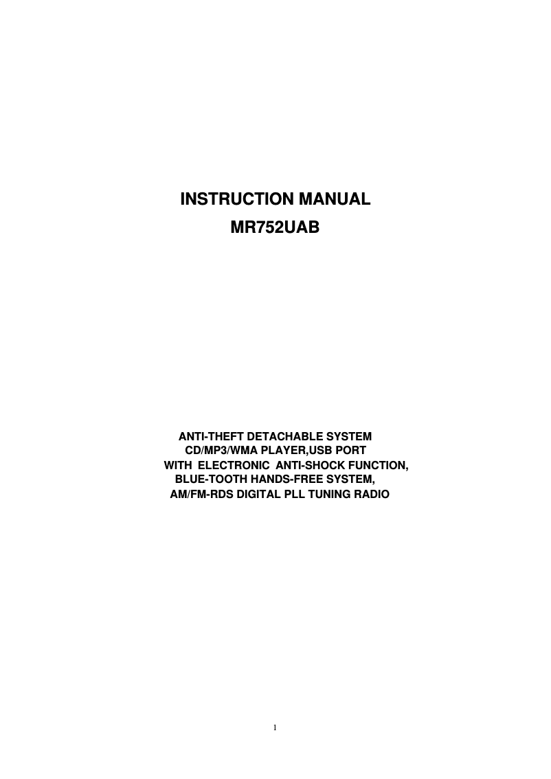 Image de la première page du manuel de l'appareil MR752UAB