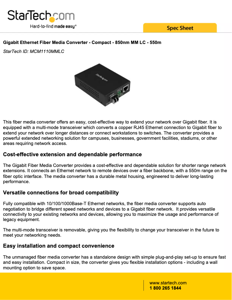 Page n°1 - Brochure StarTech.com MCM1110MMLC