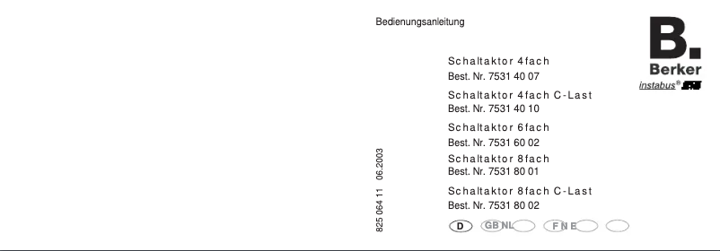 Page 1 de la notice Manuel utilisateur Berker 75318001
