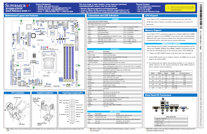 Image de la première page du manuel de l'appareil X11SSH-TF