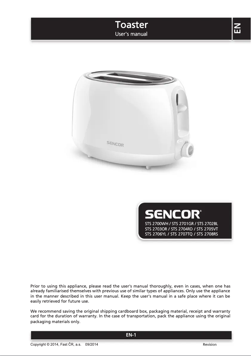 Page 1 de la notice Manuel utilisateur Sencor STS 2705VT