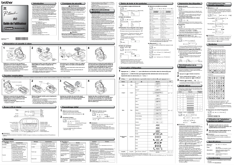 Image de la première page du manuel de l'appareil PT-90