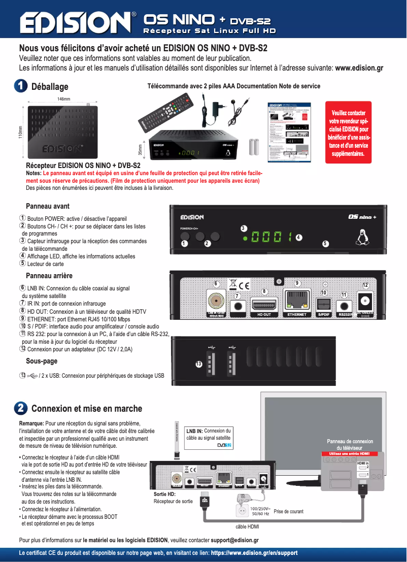 Image de la première page du manuel de l'appareil OS NINO+ DVB-S2