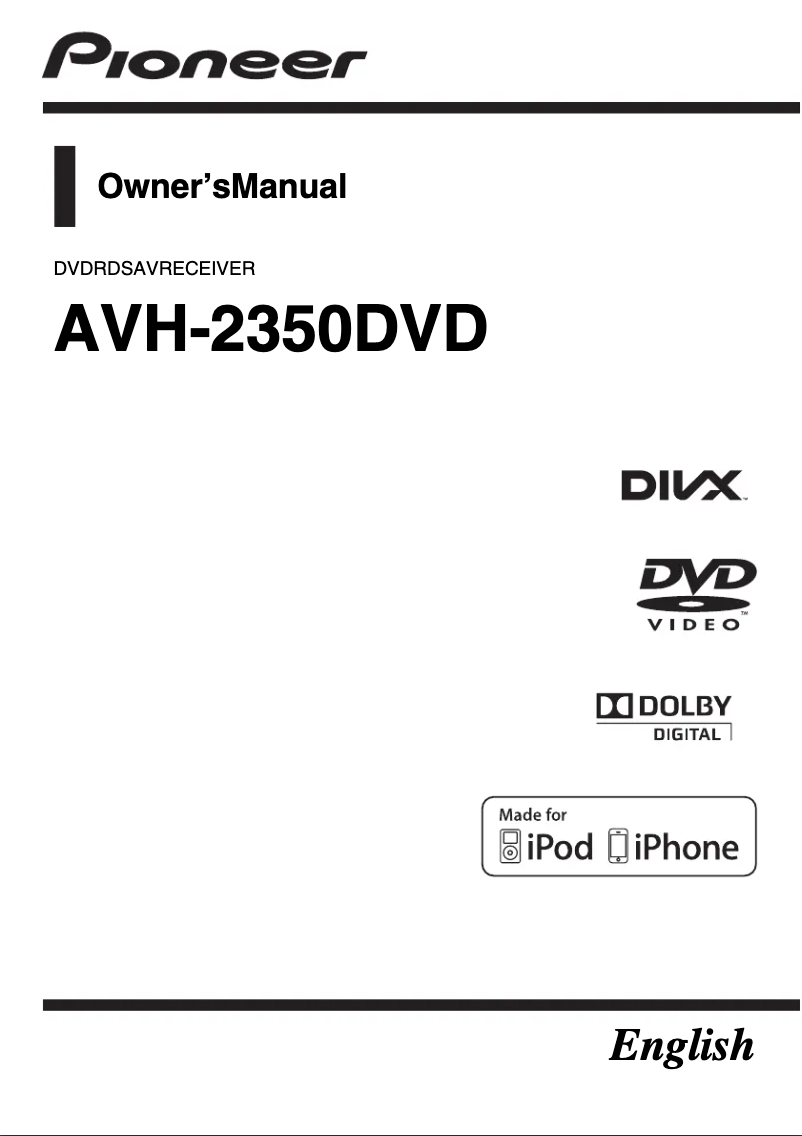Page n°1 - Manuel utilisateur Pioneer AVH-2350DVD