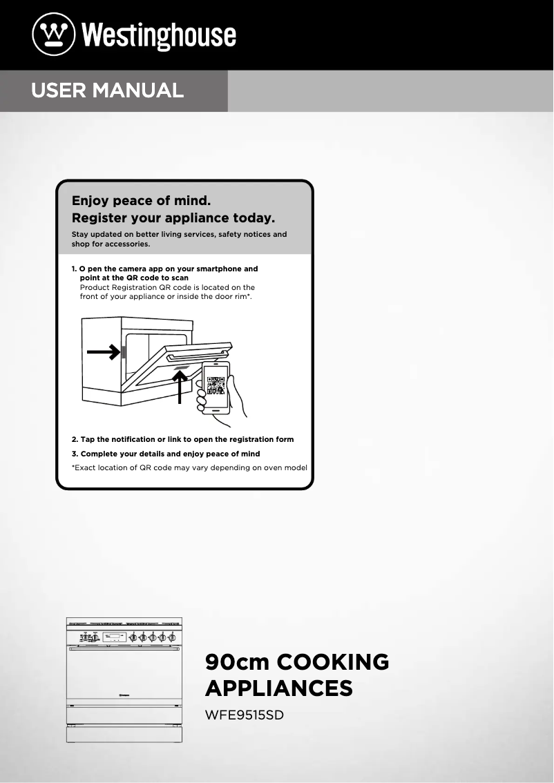 Page 1 de la notice Manuel utilisateur Westinghouse WFE9515SD