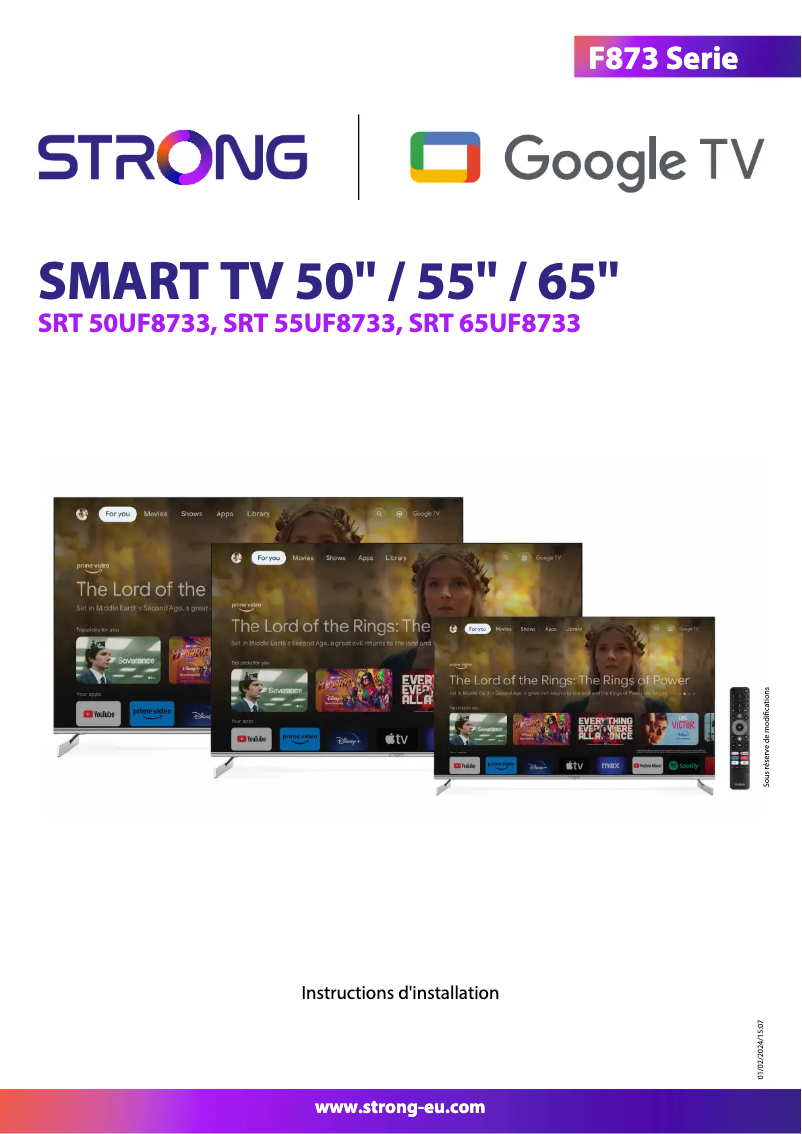Page 1 de la notice Manuel utilisateur Strong SRT 65UF8733