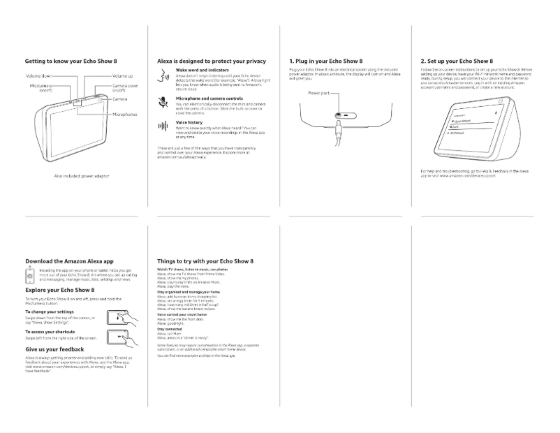 Image de la première page du manuel de l'appareil Echo Show 8 (2nd Generation)