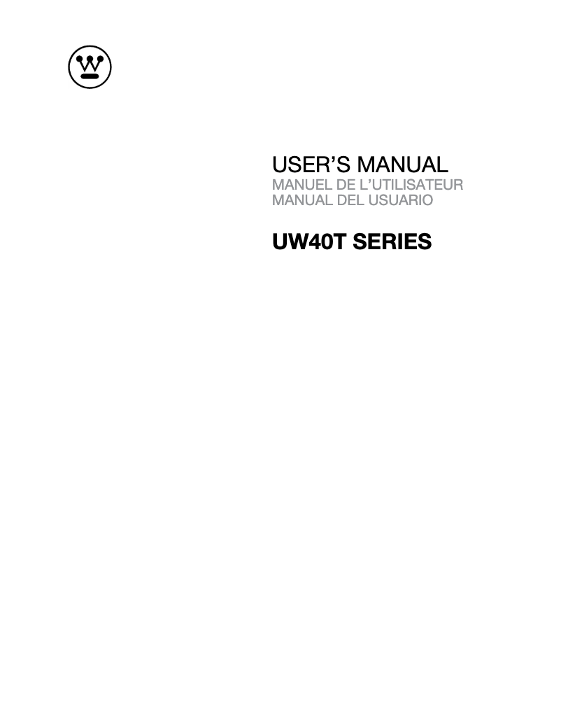 Page 1 de la notice Manuel utilisateur Westinghouse UW40TC1W