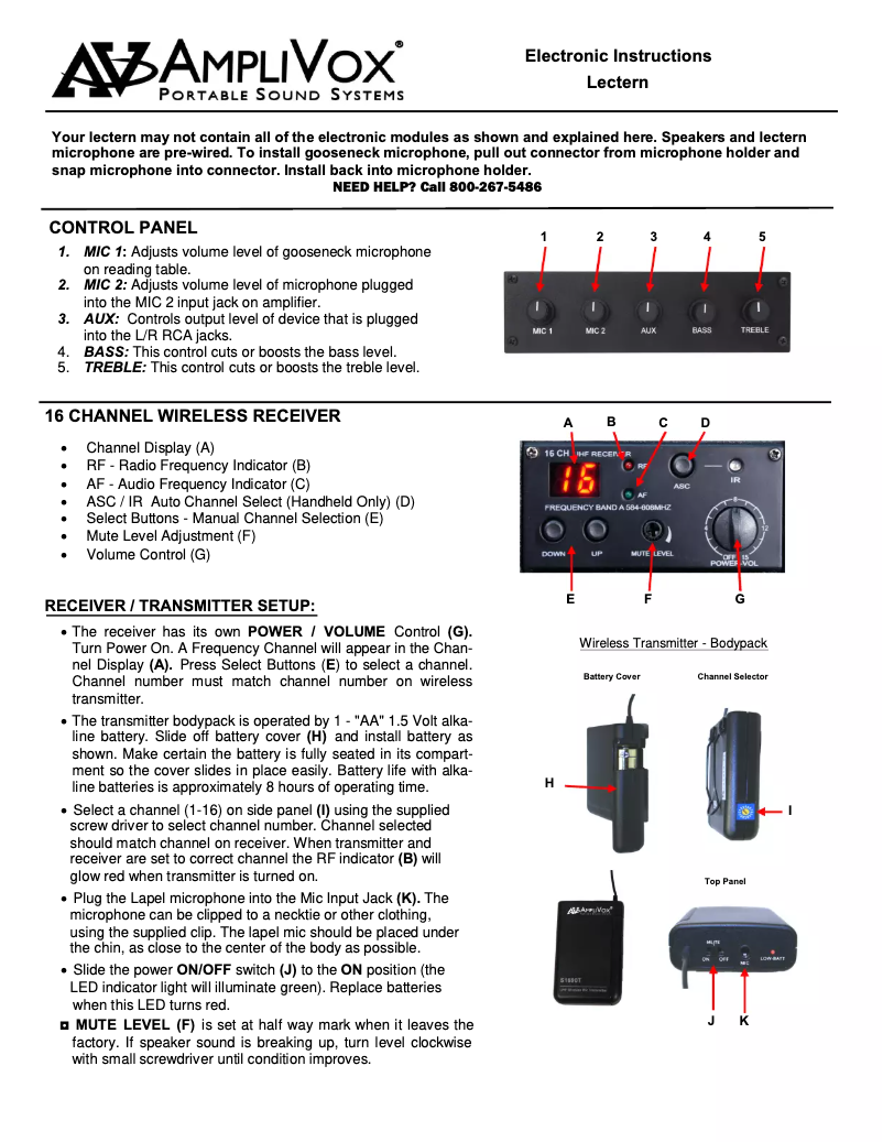 Page n°1 - Manuel utilisateur AmpliVox Chancellor SW470