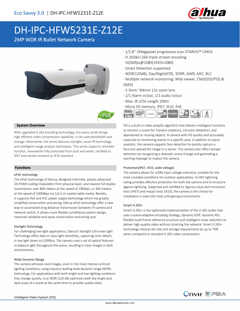 Image de la première page du manuel de l'appareil IPC-HFW5231E-Z12E