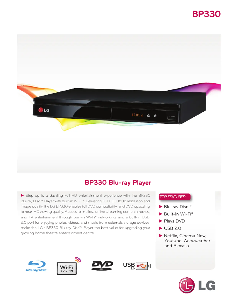 Page 1 de la notice Fiche technique LG BP330
