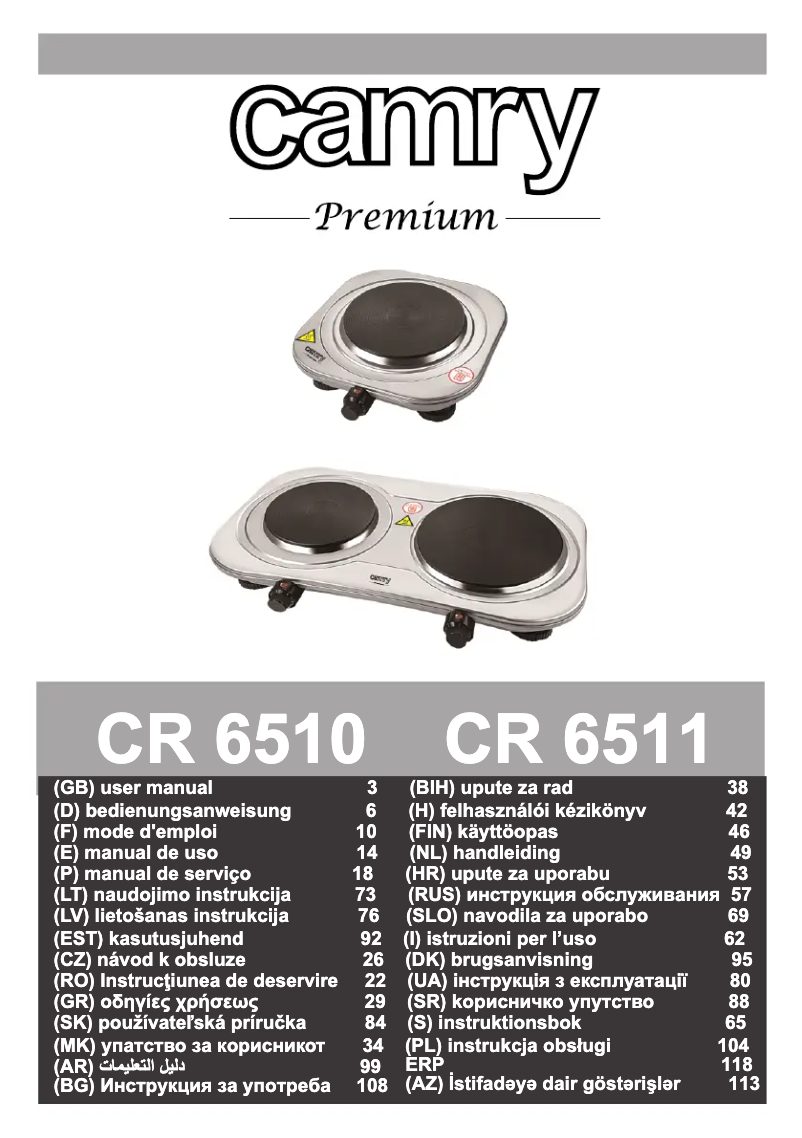 Page n°1 - Manuel utilisateur Camry CR 6511