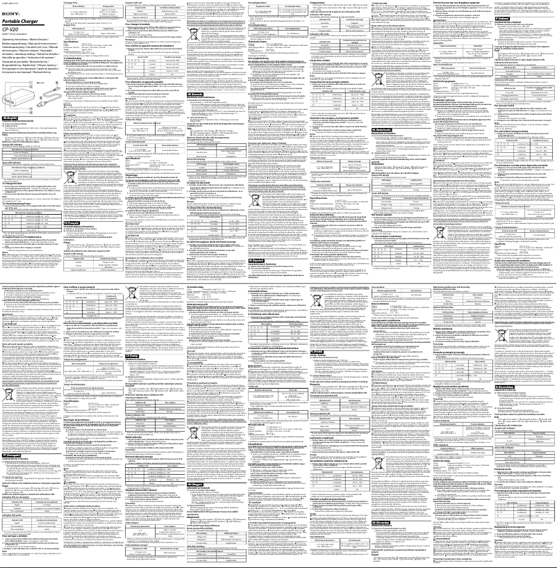 Page 1 de la notice Manuel utilisateur Sony CP-V20