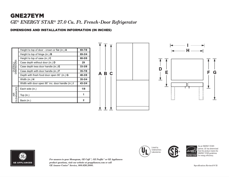 Image de la première page du manuel de l'appareil GNE27EYMFS