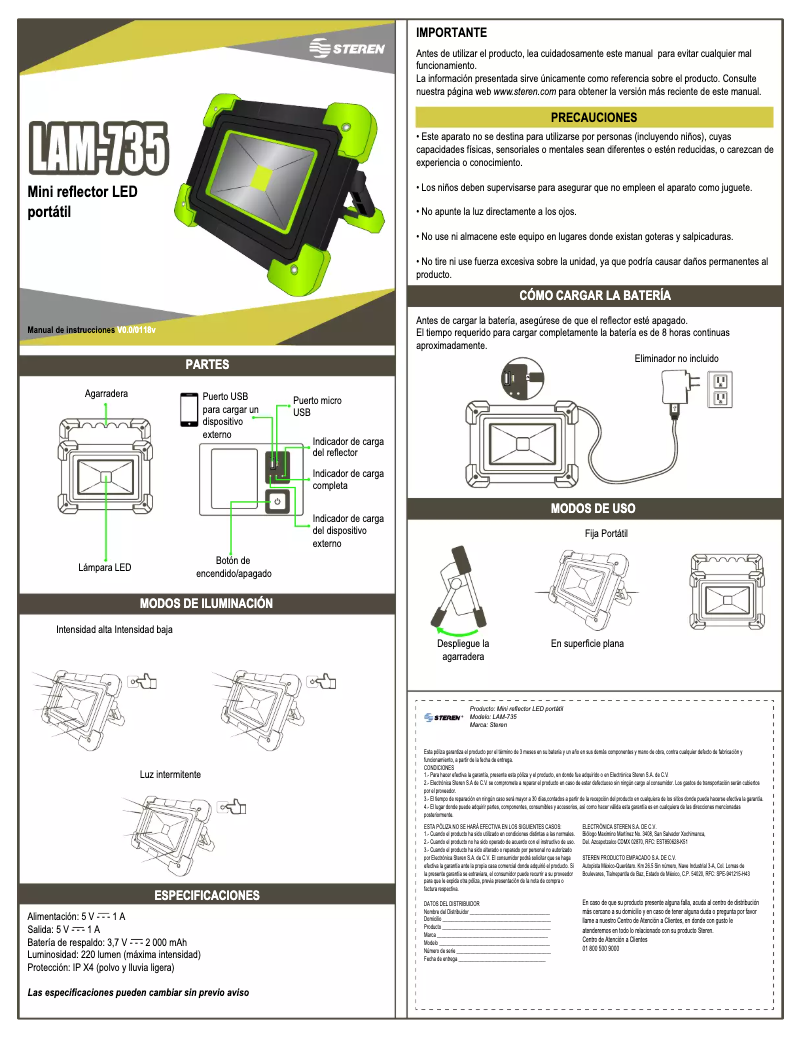 Image de la première page du manuel de l'appareil LAM-735