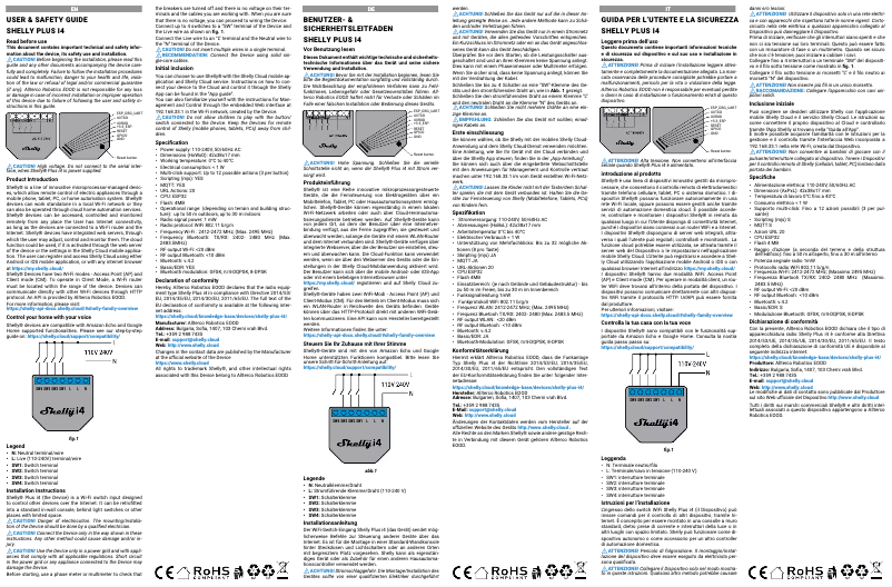 Page 1 de la notice Manuel utilisateur Shelly Plus i4
