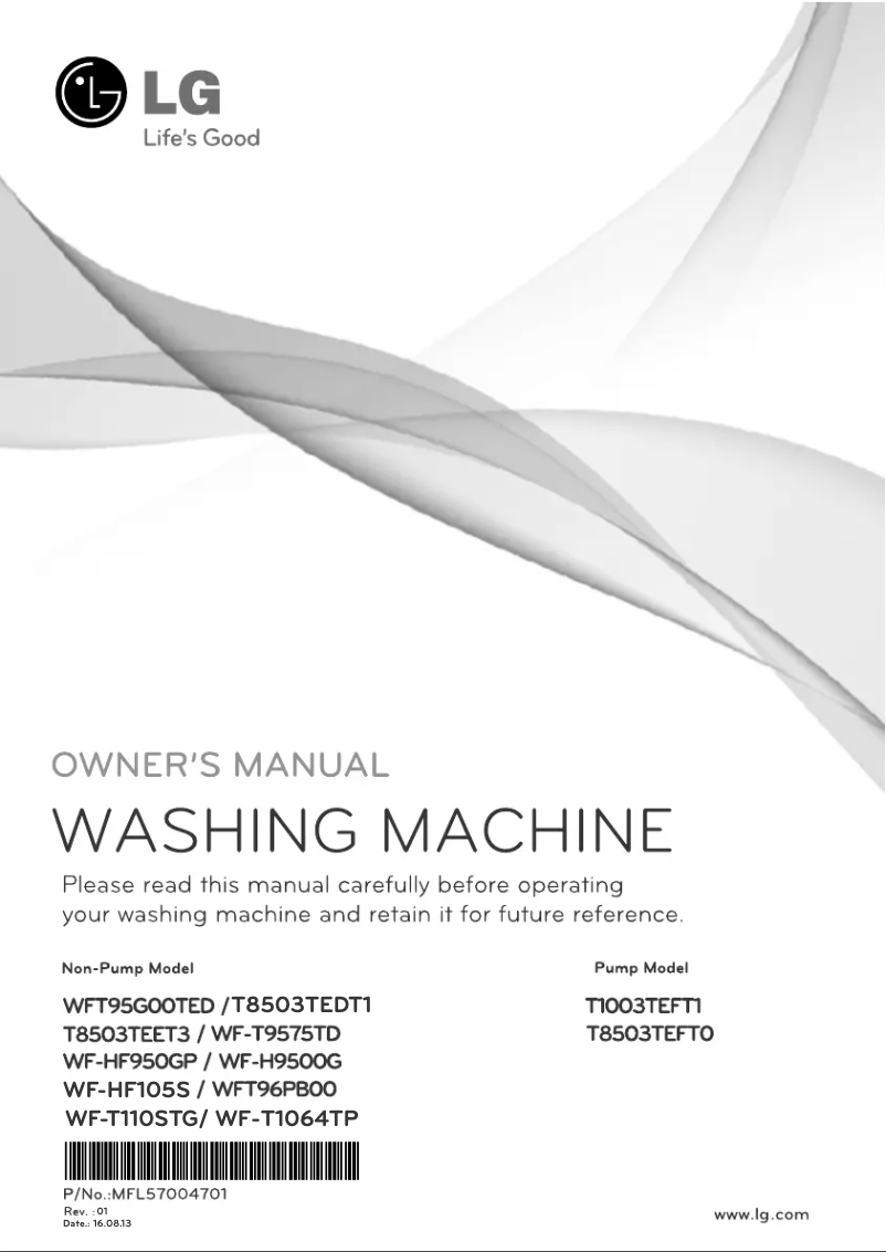 Page 1 de la notice Manuel utilisateur LG WF-T1064TP