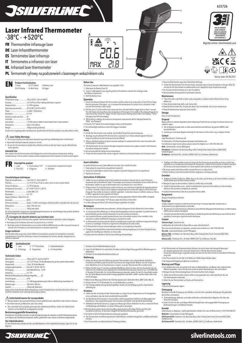 Page n°1 - Manuel utilisateur Silverline 633726